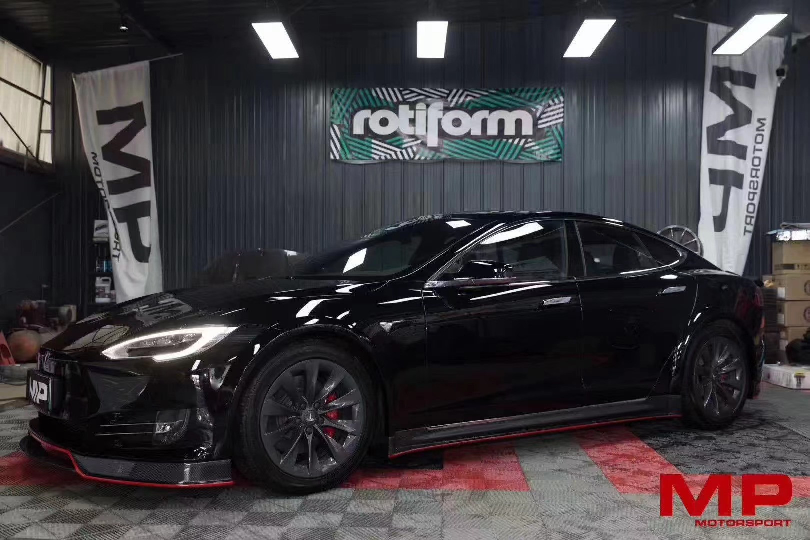 Selling Model S Carbon Fiber Body Kit for Model S Wide Bodyki Carbon Fiber Front Shovel Rear Diffuser Spoiler
