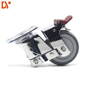 China Shock Absorption Industrial 3 Inch Caster Wheels Chromium Plating Swivel Lock factory