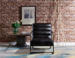 Loft Slate Modern Black Leather Chair , Leather Accent Chairs Golden Metal Legs