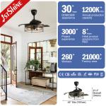 1stshine Black Traditional PC Hidden Blades Ceiling Fan with Remote 2- Lighting
