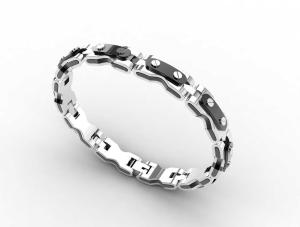 China Top Quality Europe Fashion Stainless Steel Genuine Leather Silicone Bangle Bracelet ADB195 factory