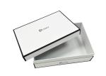 Luxury White Textured Lid And Base Boxes Black Edge Printed For Shoes Packaging