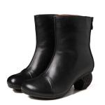 S041 retro leather thick heel short boots women's boots mid-heel women boots