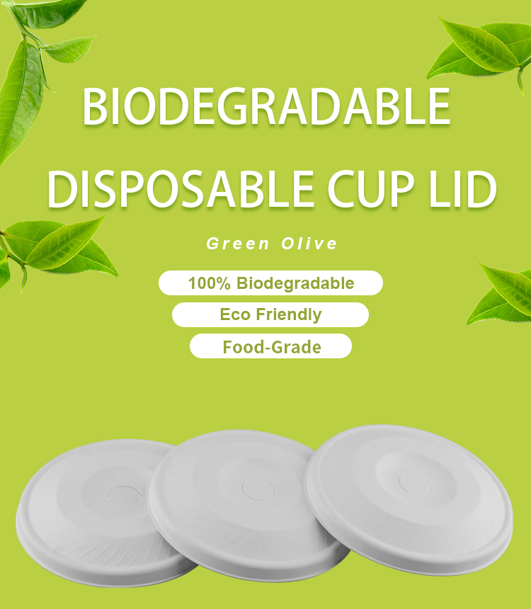 80mm 90mm Biodegradable Bagasse Coffee Cups 8oz 12oz 16oz With Lids