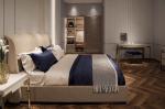 Modern Fabric Upholstered Headboard Wooden Divan Bed