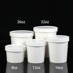 Fast Food Double Wall 300g White/Kraft Paper Takeaway Soup Bowl With Paper Lid