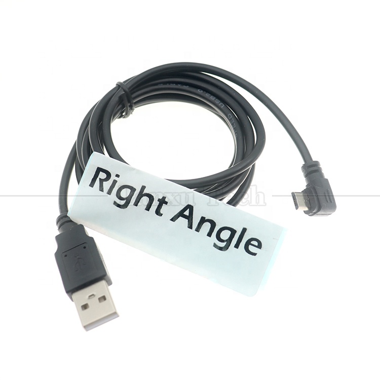 90 Degree Right Angle Micro B Male to USB Type A Male Extension Data Charger Cable for Tablet