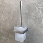 Modern Metal Stainless Steel Toilet Brush Holders Glass Bath Hardware Set