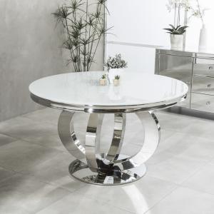 China 120cm Round White Marble Top Dinning Table With SS Base factory