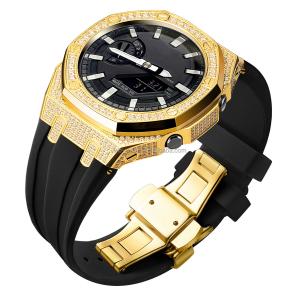 China Luxury Ga2100 5Th Generation Full Diamond Watch Case Rubber Strap Resin Watch Band Kit factory