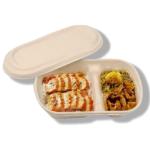 Food Safe 850ml Pulp Lunch Box Compostable Take Out Containers In Restaurante