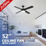 4*MDF Blades Decorative LED Ceiling Fan Black Finish DC Motor Energy Saving
