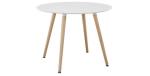 White Kitchen Round Dinning Room Tables Heat Transferred Wood Grain Film