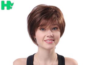 China Straight Refreshing Style Wavy Synthetic Hair Wig For Women Dark Brown factory