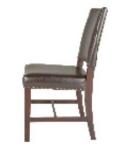 High back Beech wood brown leather/pu upholstery leisure chair/wooden dining