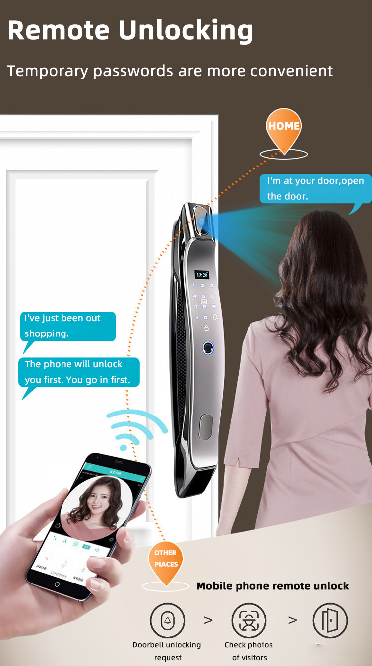 Wireless Smart Camera Door Lock Tuya Deadbolt Lock With Camera