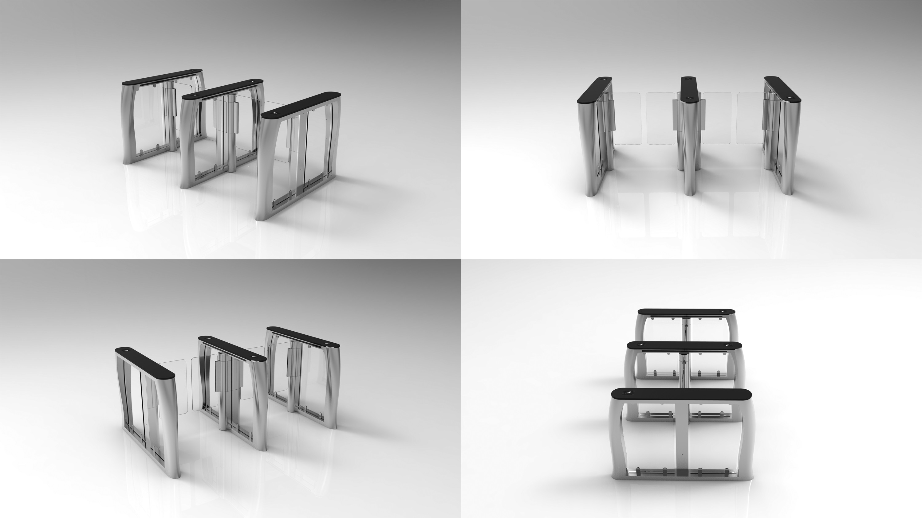 Glass High Speed Gate Turnstile 4 Pairs IR Sensor 304SUS Housing For Airport