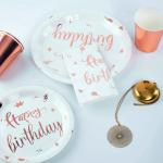 PC2094 Birthday Compostable Rose Gold Disposable Dinnerware Sets