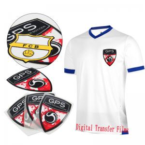 China Custom DTF Flock Logo for polo tshirt Digital Transfer Film Soccer Jersey Series Heat Press Football Clothing Stickers on sale