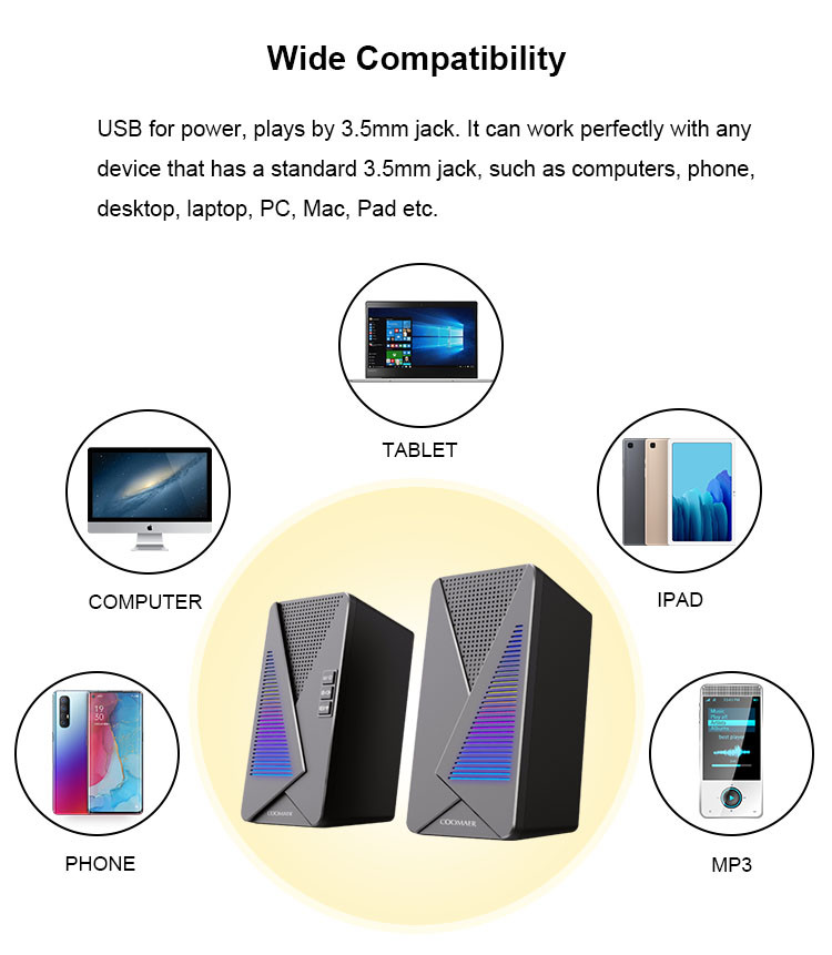 6W Home Theater System Speaker 2.0 Bluetooth Speakers Widely Compatible