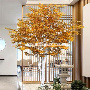 China Bleach White Trunk Silk Cloth Leaves Artificial Evergreen Trees For Home Decoration factory