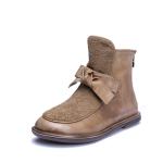 S087 New Martin boots retro leather handmade bowknot fashion flat ladies short