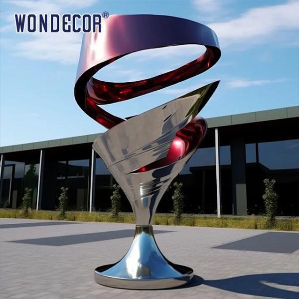 Large Outdoor Square Modern Abstract Geometric Wine Glass Stainless Steel
