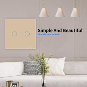 China Single Live Wire Touch Light Switch Gold Tempered Glass Panel Smart Light Switch 60Hz factory