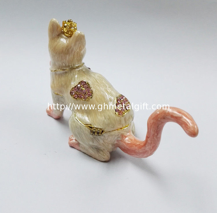 Promotional custom animal cat jewelry box metal trinket boxes cat shaped jewelry boxes