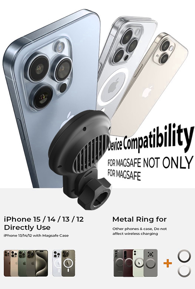 Strong Magnetic Stability Ultra-Thin Fan Cooling Fast Charging Wireless Charging Car Phone Holder One-Handed Operation