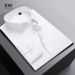 Knitted Weaving Method Men's Gothic Office Wear Rayon Polyester Dress Shirts