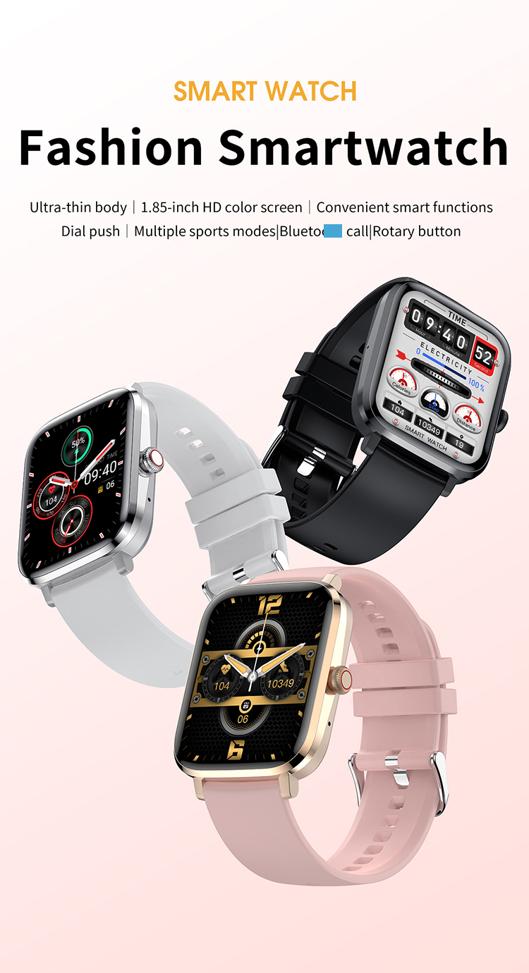 NFC Heart Rate Blood Pressure 1.85inch BT Call Sports Fitness Smartwatch For Women Men
