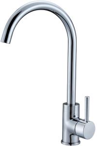 China Plished Chrome Single Handle Kitchen Sink Faucet for Hot Cold Water factory