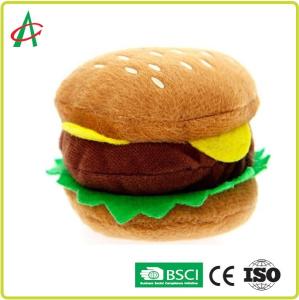 China 0.1kgs Hamburger Pet Plush Toy Three Charming Sounds factory