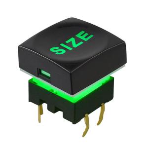 15x15 LED Push Button Switch 30mA 30VDC With Sculptured Cap