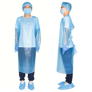 China Disposable Hospital Laboratory Thumb Cuff Waterproof CPE Gown Environment Friendly factory