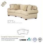 Wedge Hotel Room Luxury Corner Sofa Beige Color Public Area 3 Seater Sofa With