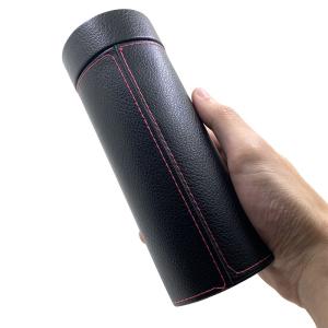 China PU cylinder custom glasses case new advanced handmade glasses box factory