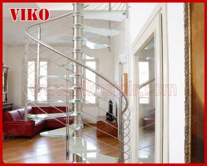 China Spiral StaircaseVH34S Tread Glass Aluminum Baluster Stair Curved Glass Handrail 304 Stainless Steel 12mm Glass factory