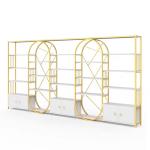 Versatile Cosmetic Luxury Display Cabinets MultiLayer Marble Shelving Golden