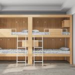 4000 X 900 X 2400mm Wooden Color Fashion Bunk Bed For Youth Hostel Support
