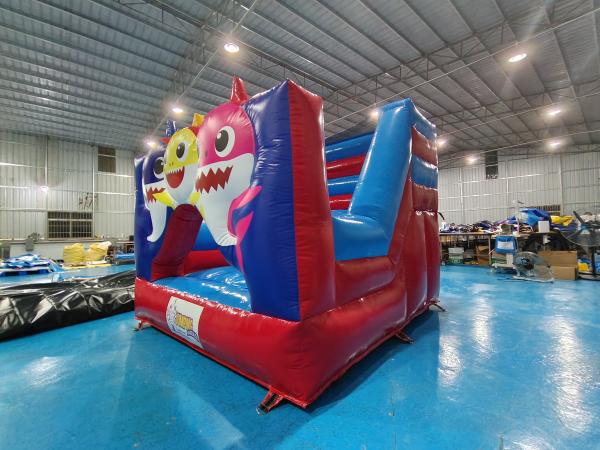 Fireproof 0.55mm Inflatable Jump House Baby Shark Cartoon Theme Blow Up Bounce