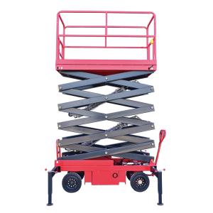 China Red Mobile Hydraulic Platform 12m Mobile Aerial Lift 500KG Capacity factory