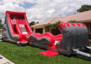 China Rent Inflatable Water Slides Kids Jumping Bounce Red PVC Large Inflatable Water Slides factory
