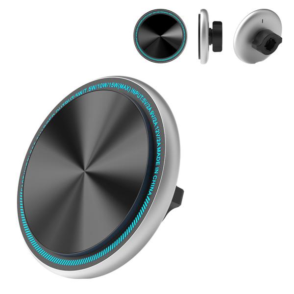 Metal Ambient Light Strong Magnetic Stable Wireless Charging Car Phone Holder