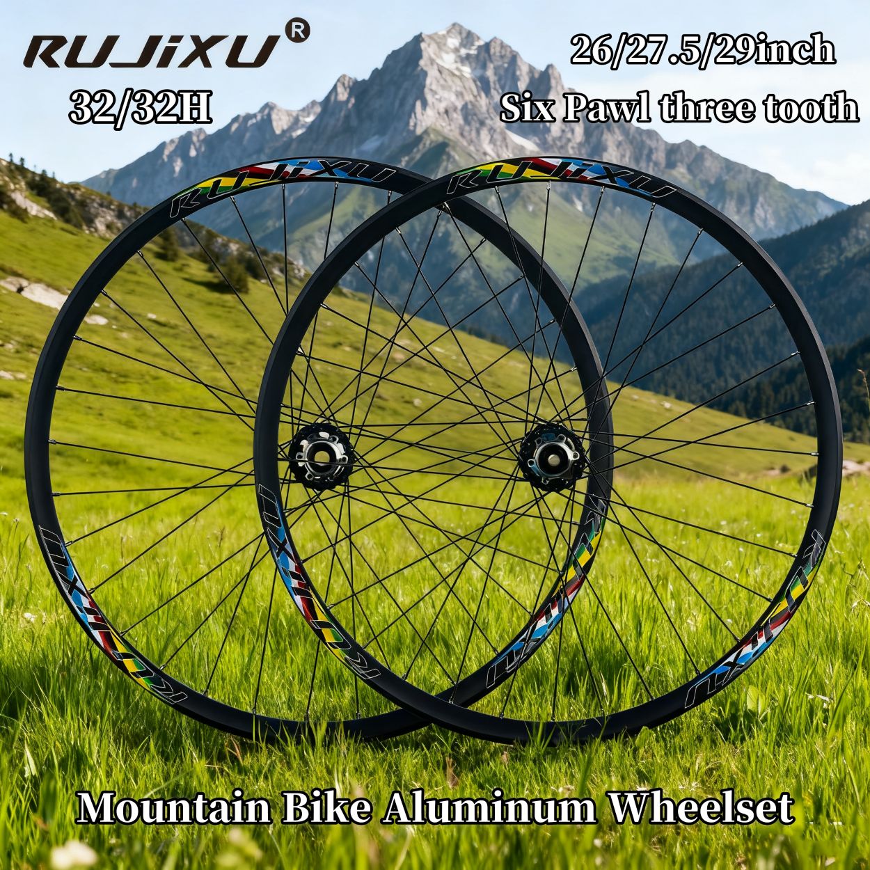 Durable 6061 Aluminum Alloy Mountain Bike Wheelset with 7075 Hub Six Pawl Three Tooth and Steel Axle