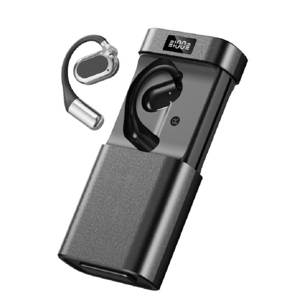 ETEK Open-fit AI Translation Wireless Earphone With LED Flashlight & Power Bank 1800mAh Charging Case Black / Complexion