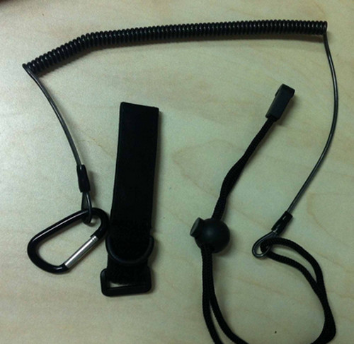 China Carabiner quick release tool coil lanyard w/fabric nylon cord&velcro strap used anti-lost factory