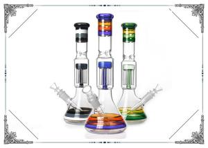 China Six Arms Tree Perc Bongs Color Glass Smoking Water Pipe Beaker Bong Hookah Pipes factory