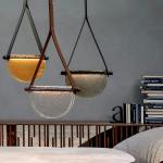 Nordic restaurant chandelier glass decoration simple leather small pendant light